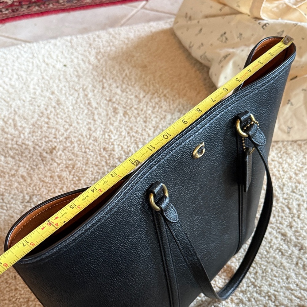 Coach Black Pebbled Leather Tote Bag 18” (Work/Travel) – Gold Hardware - Picture 2 of 8